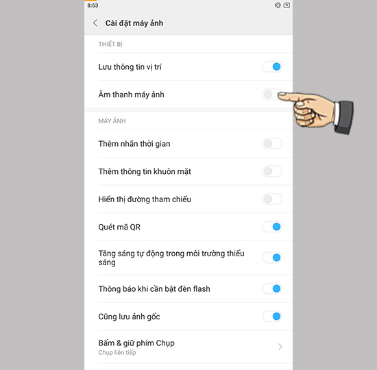 Tắt âm thanh chụp